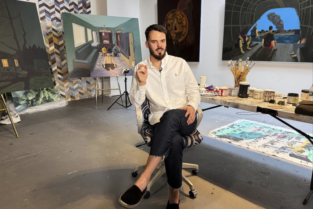 Taken hostage by Hamas during the 2023 attack in Israel, Andrei Kozlov speaks about his ordeal and rescue at his studio in New York, where his paintings mix darkness with light, he says. Photo: AP