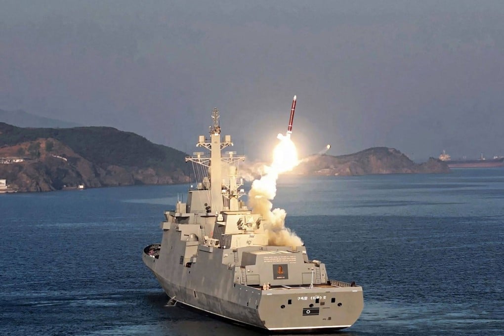 A weapons system is test-fired from a North Korean warship last month. Photo: Korean Central News Agency/AFP