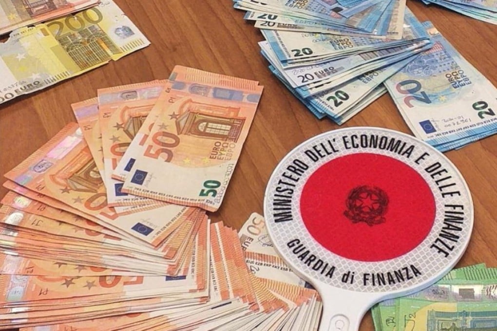 An image obtained in January 2024 shows banknotes seized in an operation against tax fraud, with the money laundered through a system of so-called Chinese shadow banks in Ancona, Italy. Photo: Guardia di Finanza Press Office via Reuters
