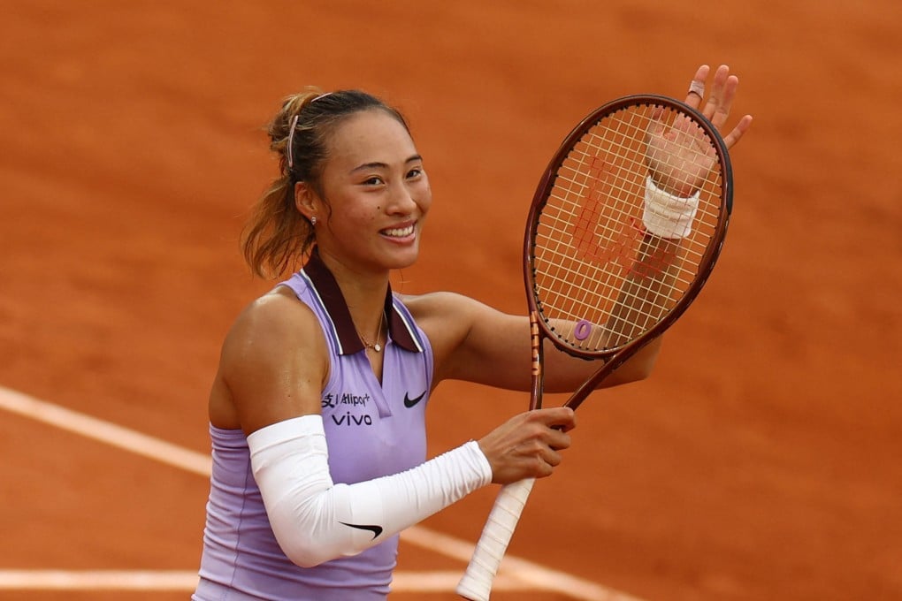 China’s Zheng Qinwen acknowledges the crowd after winning her second-round match against Colombia’s Emiliana Arango. Photo: Reuters