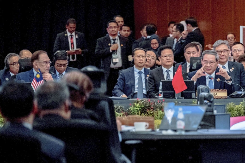 Premier Li Qiang (front right) speaks at a forum bringing together leaders from China, Southeast Asia and the Gulf states in Kuala Lumpur, Malaysia, on Tuesday. Photo: Kyodo