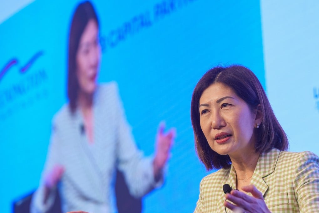 HKEX CEO Bonnie Chan speaks at the Greater China Private Equity Summit in Hong Kong on Wednesday. Photo: Elson Li