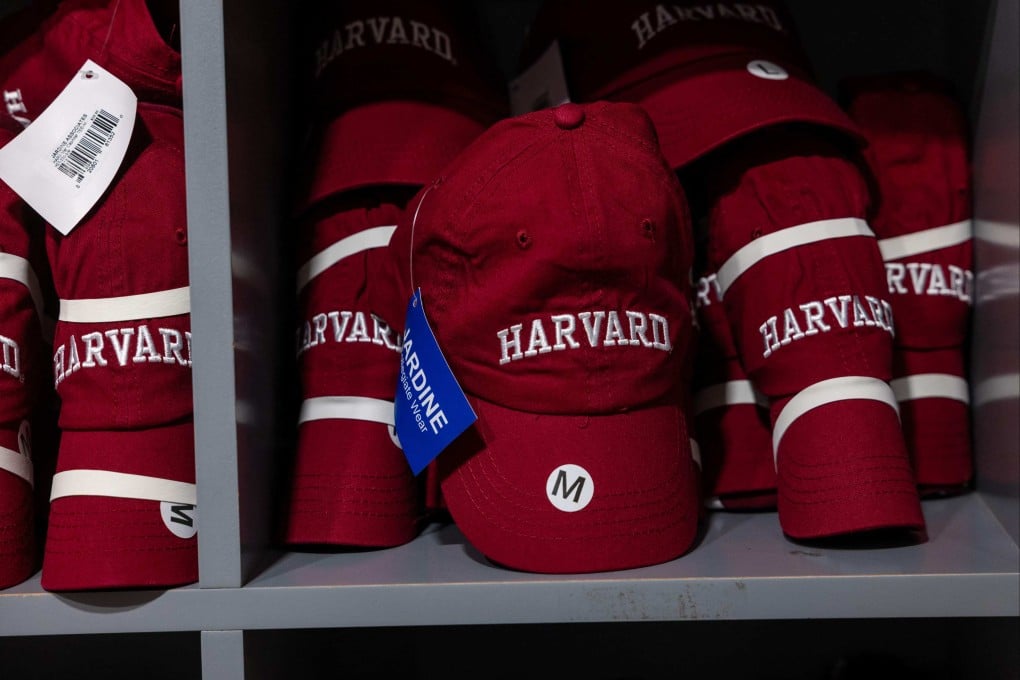 Harvard branded merchandise is displayed in a store in the Cambridge neighbourhood of Boston, home to Harvard University, on May 28. Photo: Getty Images via AFP