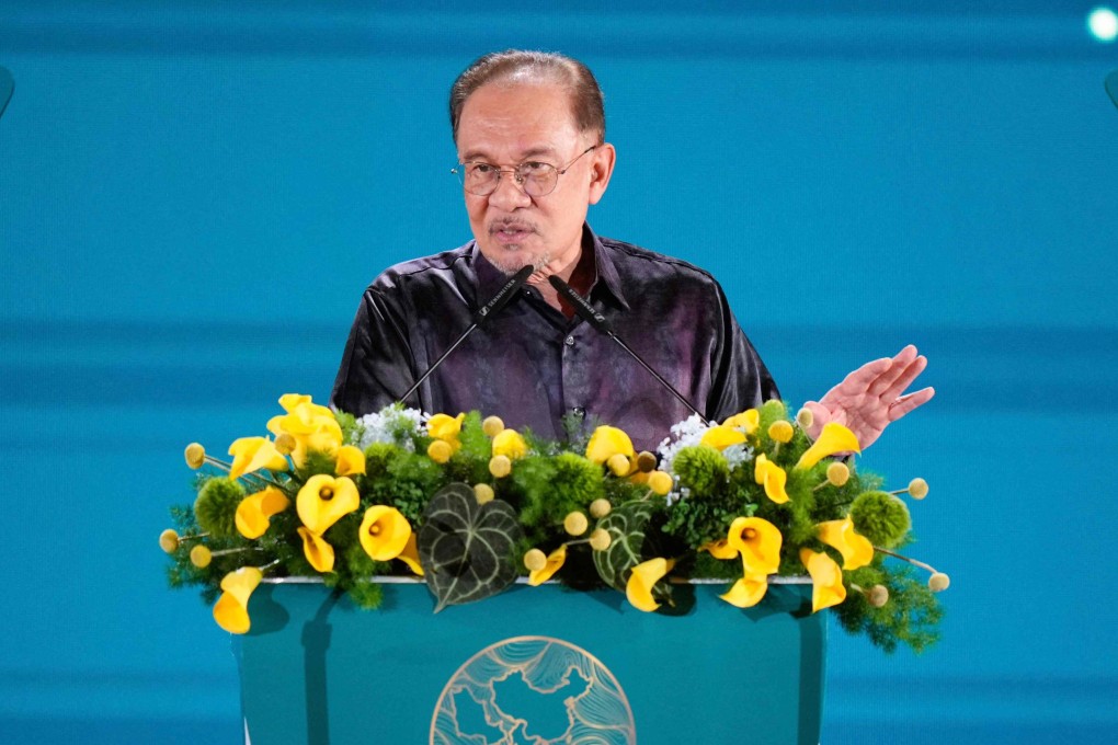 Malaysia’s Prime Minister Anwar Ibrahim delivers his speech during the Asean Summit in Kuala Lumpur on Tuesday. Photo: AFP