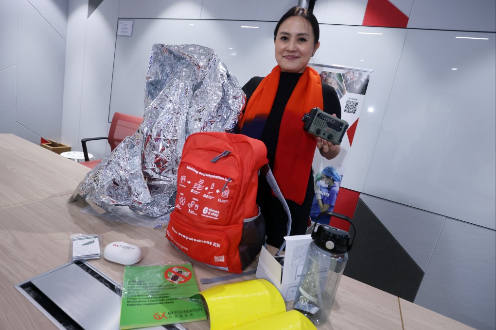 GX Foundation CEO Emily Chan, pictured with a disaster preparedness kit, says the charity’s work has achieved success over the years. Photo: Jonathan Wong