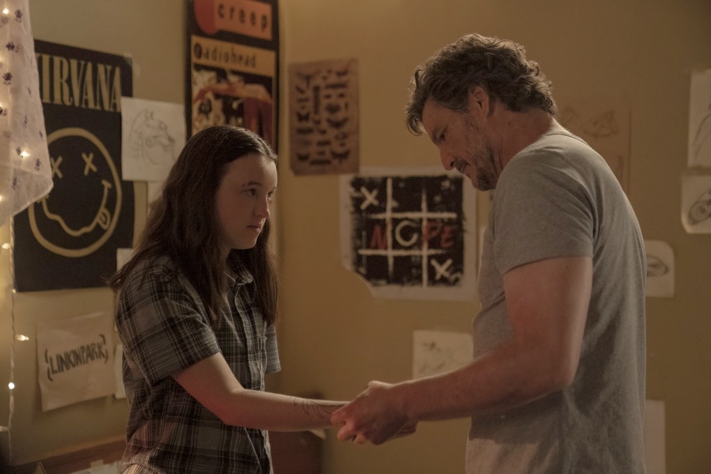 Bella Ramsey as Ellie and Pedro Pascal as Joel in a still from The Last of Us. Photo: TNS