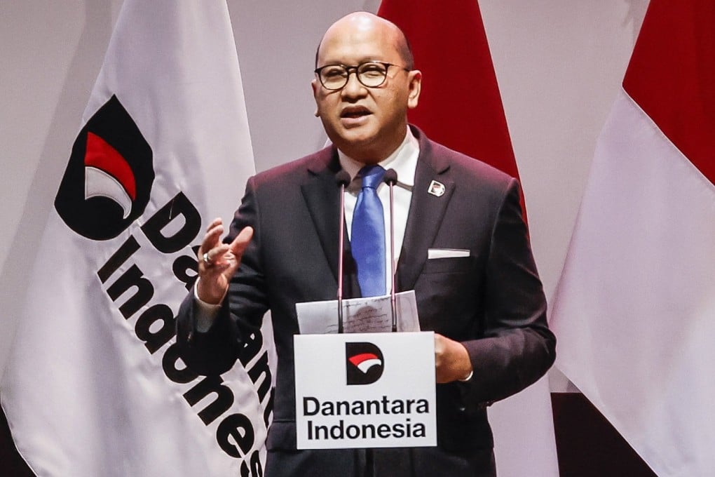 Danantara CEO Rosan Roeslani delivers his speech during a town hall meeting in Jakarta last month. Photo: EPA-EFE
