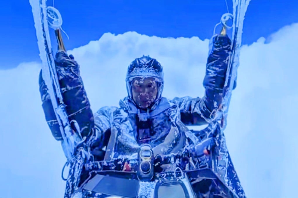 People on social media have expressed disbelief after a Chinese paraglider who was sucked into a deadly freezing vortex and survived was punished by the authorities. Photo: Douyin