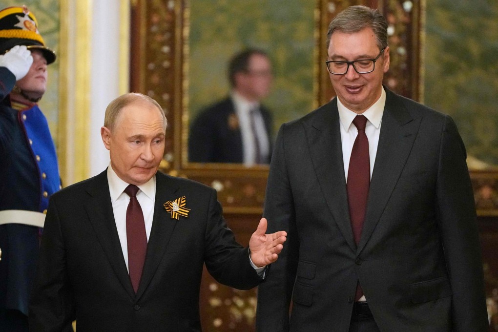 Russian President Vladimir Putin and with Serbian President Aleksandar Vucic at the Kremlin in Moscow this month. Photo: AFP