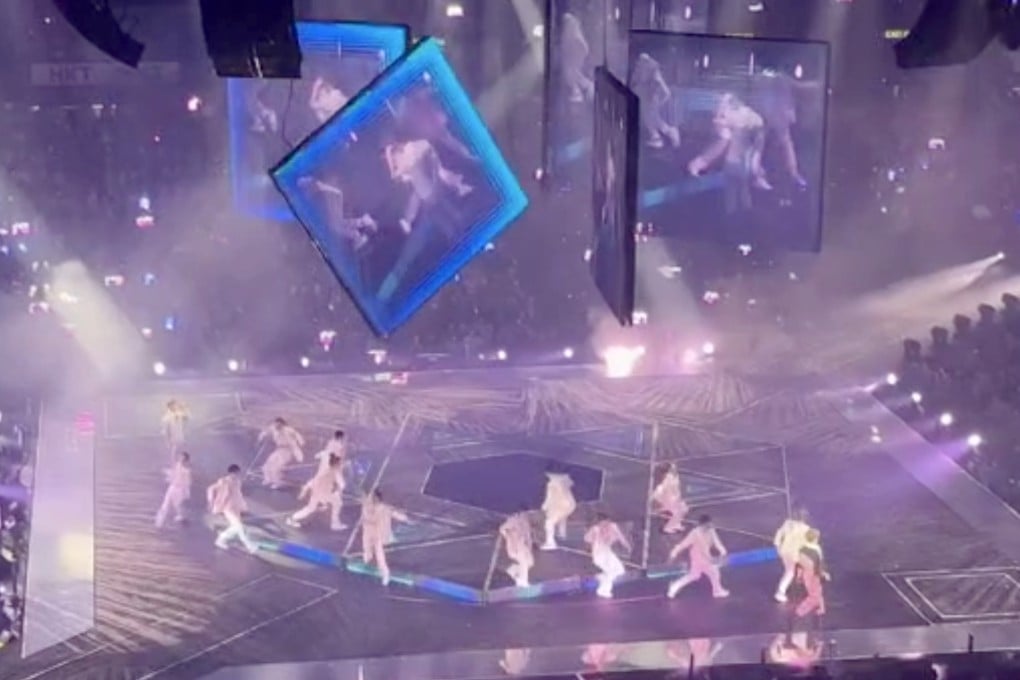 A four-by-four-metre screen fell and hit two dancers at Hong Kong Coliseum during the concert by boy band Mirror in July 2022. Photo: Handout