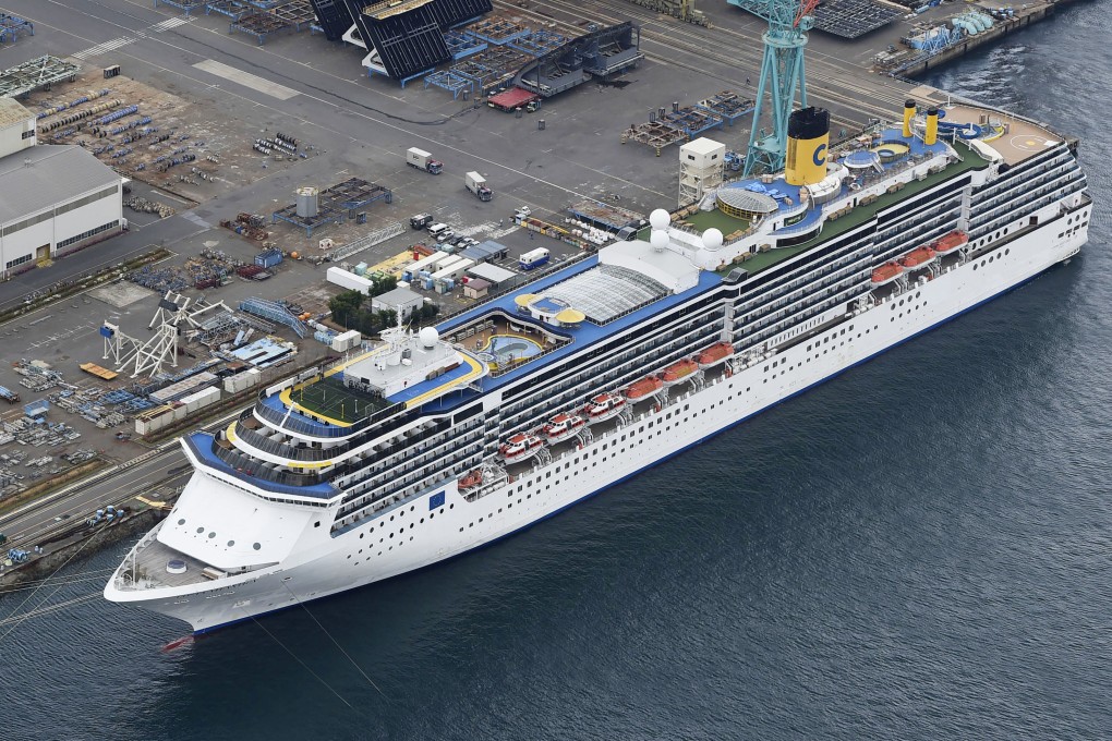 The Costa Atlantica cruise ship is anchored in Japan’s Nagasaki in 2020. Photo: Kyodo
