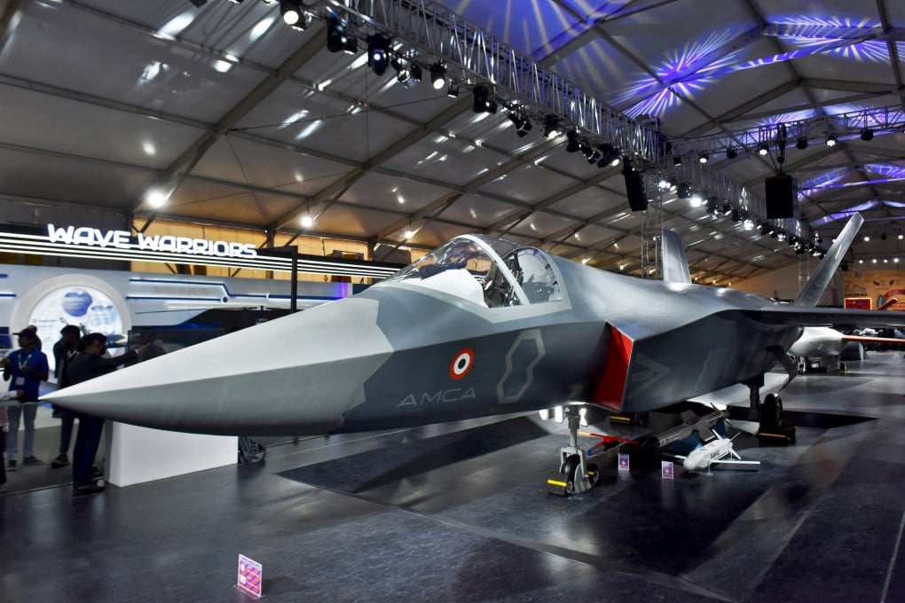 A prototype of India’s Advanced Medium Combat Aircraft (AMCA) stealth fighter jet is seen at Aero India 2025 in Bengaluru earlier this year. Photo: Reuters