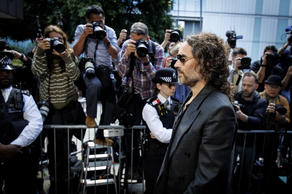 Russell Brand arrives at Southwark Crown Court to enter his plea on charges of rape and sexual assault in London on Friday. Photo: EPA-EFE