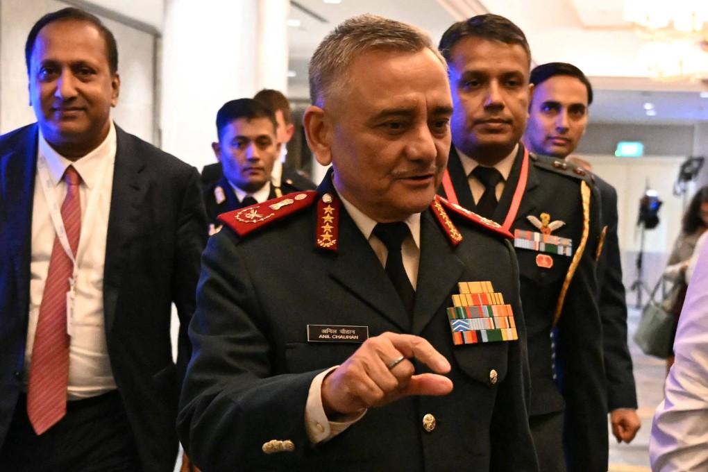 General Anil Chauhan (centre), Chief of Defence Staff of Indian Armed Forces, at the Shangri-La Dialogue Summit in Singapore on Saturday. Photo: AFP
