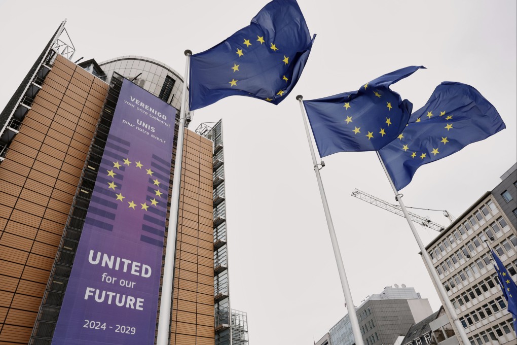 European Union flags outside the EU’s headquarters in Brussels, Belgium. Photo: EP