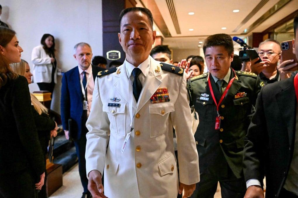 Major General Hu Gangfeng at the 22nd Shangri-La Dialogue summit, in Singapore on May 31. Photo: AFP