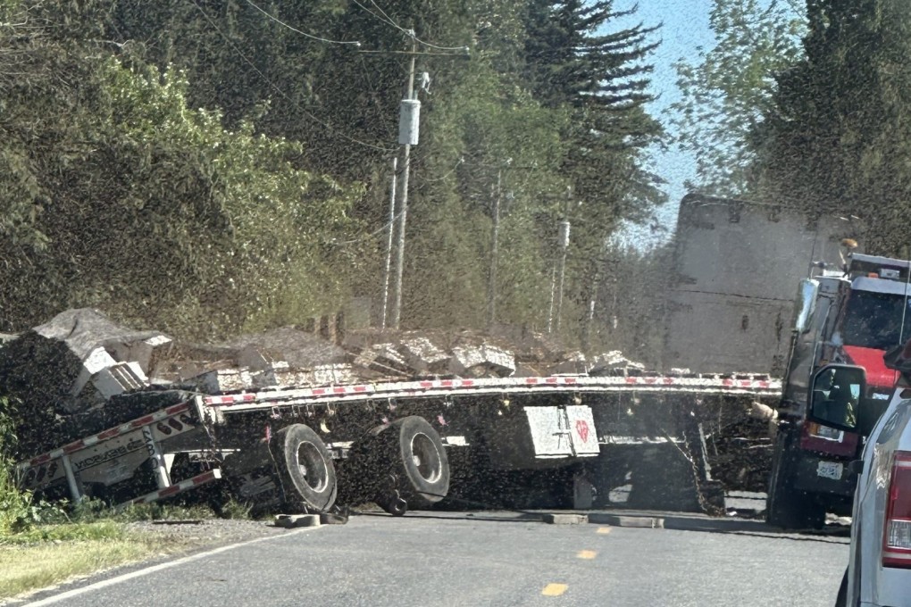 Millions of honeybees escaped when a truck rolled over on Friday. Photo: Facebook/Whatcom County Sheriff’s Office