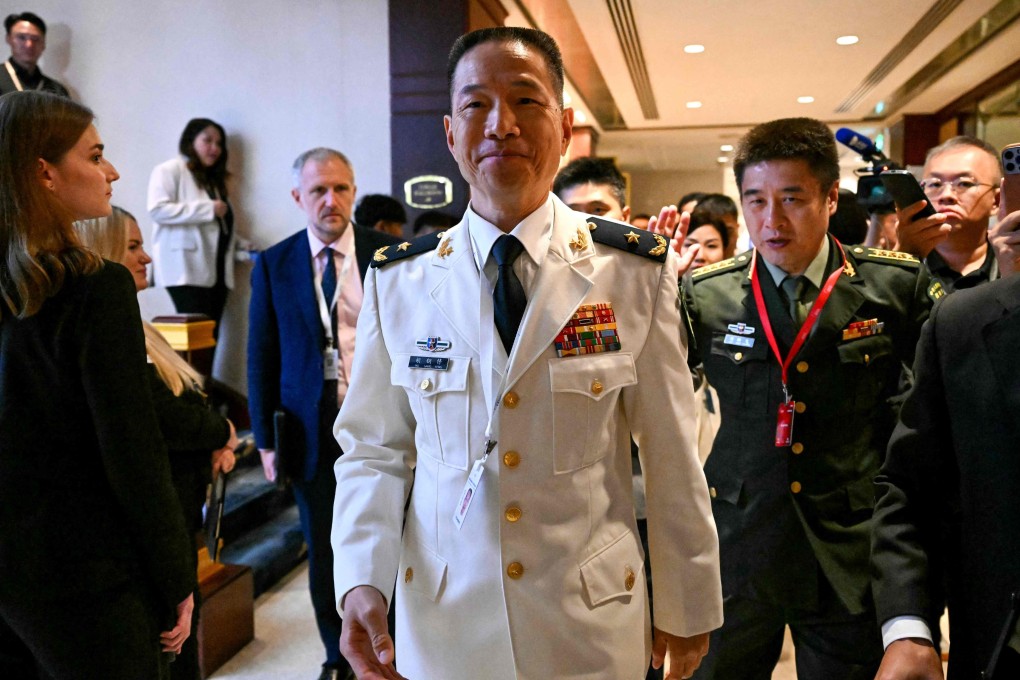 Major General Hu Gangfeng at the 22nd Shangri-La Dialogue summit, in Singapore on May 31. Photo: AFP