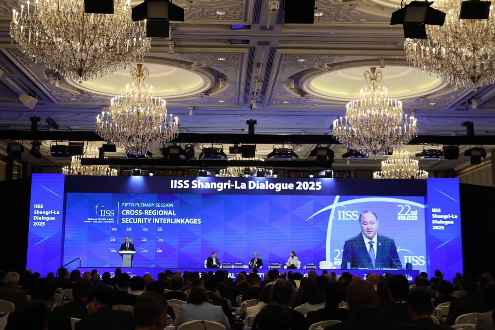 Philippine Defence Secretary Gilberto Teodoro Jnr delivers his speech at the Shangri-la Dialogue Defence Summit, in Singapore on Sunday. Photo: EPA-EFE