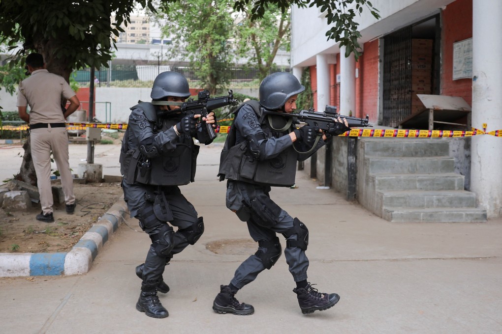 Members of the Delhi Police SWAT team participate in a mock drill exercise on May 16. Photo: Reuters