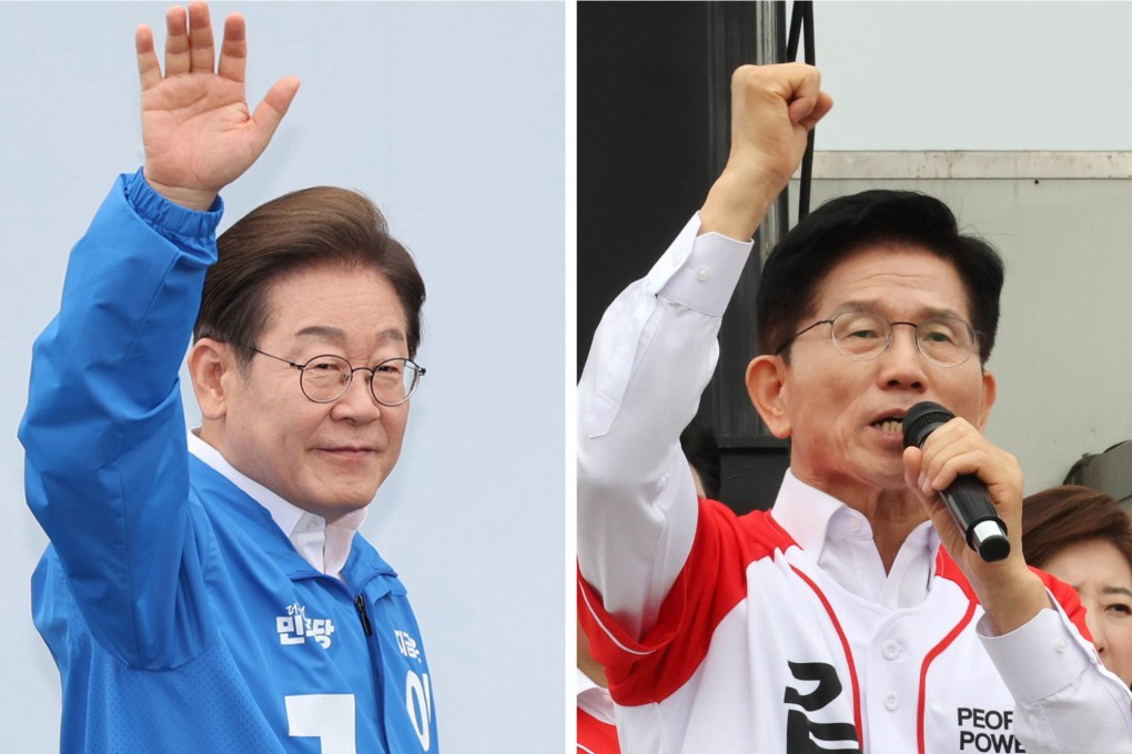 South Korean presidential candidates (from left) Lee Jae-myung of the liberal Democratic Party and Kim Moon-soo of the conservative People Power Party. Photo: Yonhap/EPA-EFE