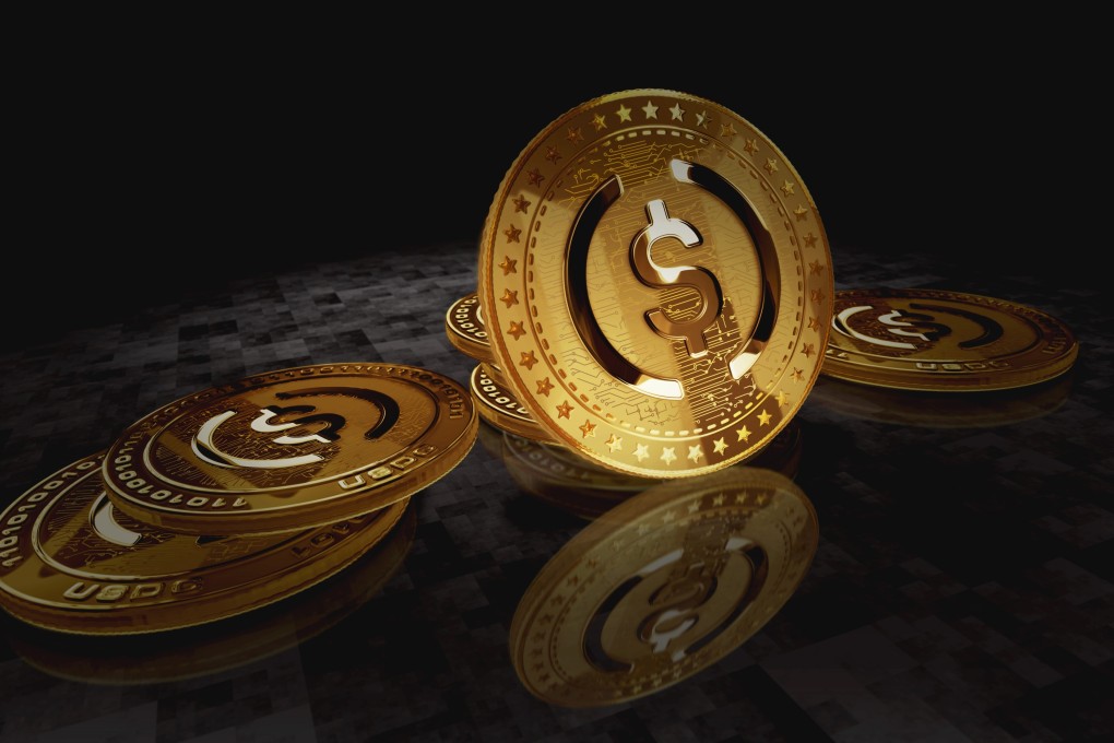 A visual representation of USDC stablecoins is shown in this arranged photograph. Photo: Shutterstock Images