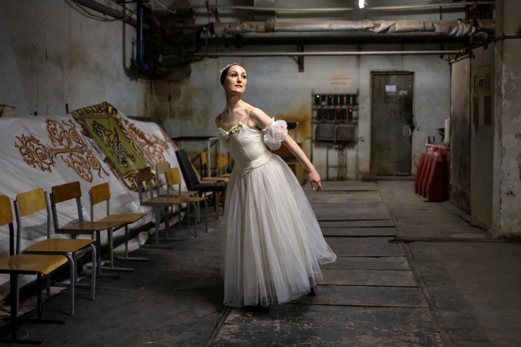 Ballerina Olena Shliahina, 38, poses for a picture after practising for the revival of Chopiniana, the first full performance of a classical ballet in the city of Kharkiv since Russia’s full-scale invasion of Ukraine in 2022, in the underground area of Kharkiv’s National Academic Opera and Ballet Theatre, on April 27, 2025. Photo: Reuters