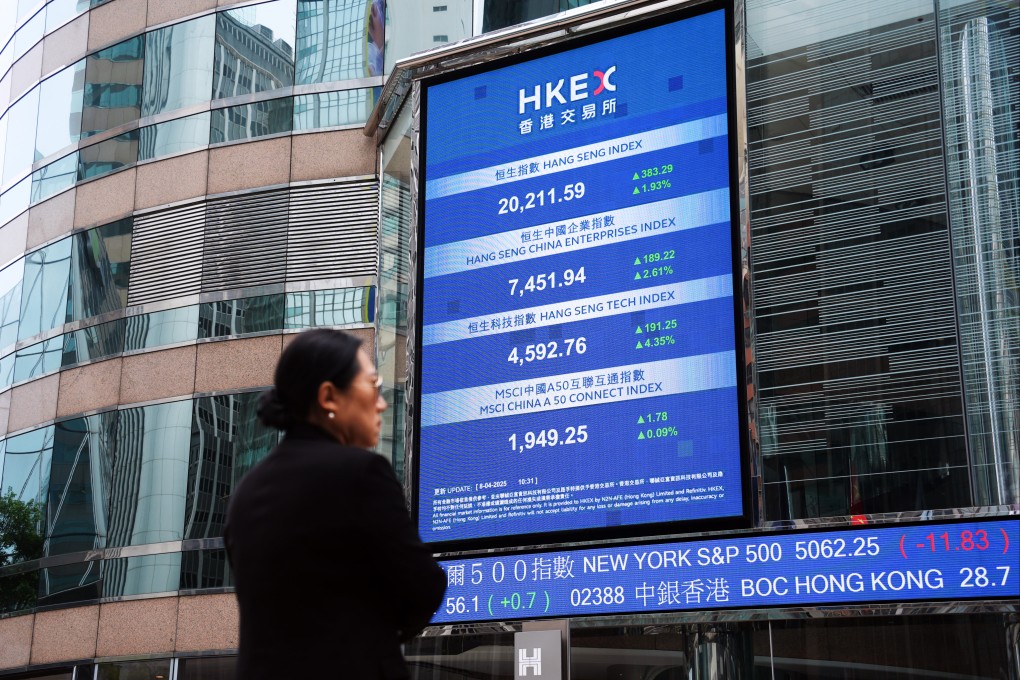 A digital billboard displaying the Hang Seng Index is seen outside Exchange Square in Hong Kong. Photo: Eugene Lee