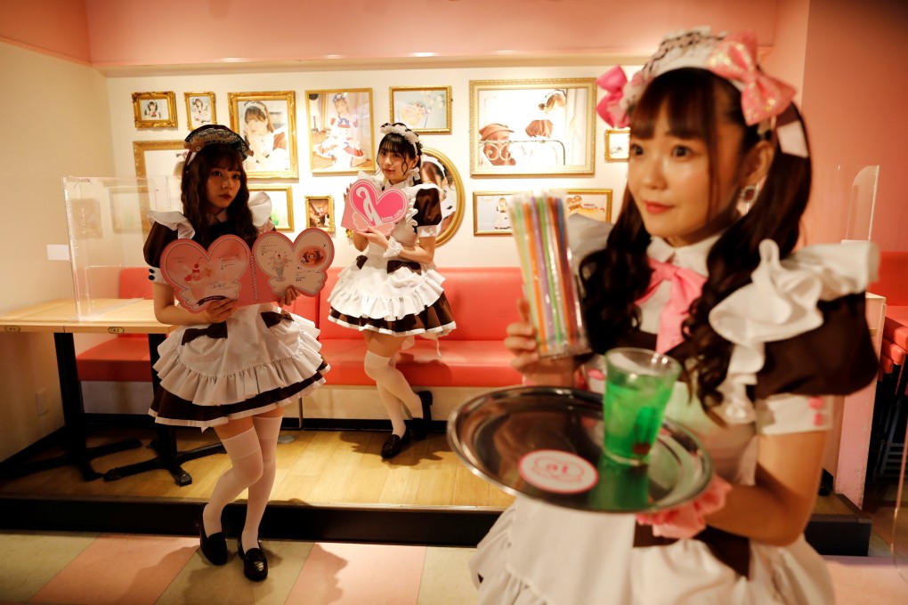 A maid cafe in Akihabara, Tokyo. Maid cafe staff and students were recently spotted in Tokyo distributing flyers calling out gropers. Photo: Reuters