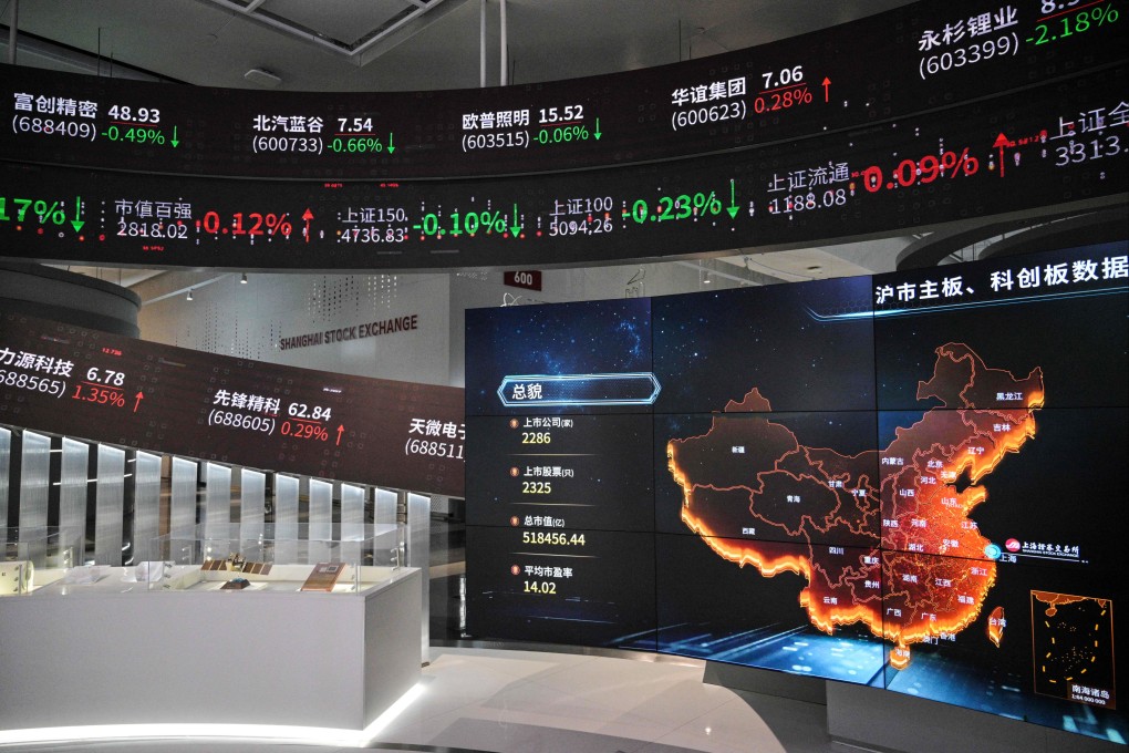 Screens display financial market movements at the Shanghai Stock Exchange. Photo: AFP