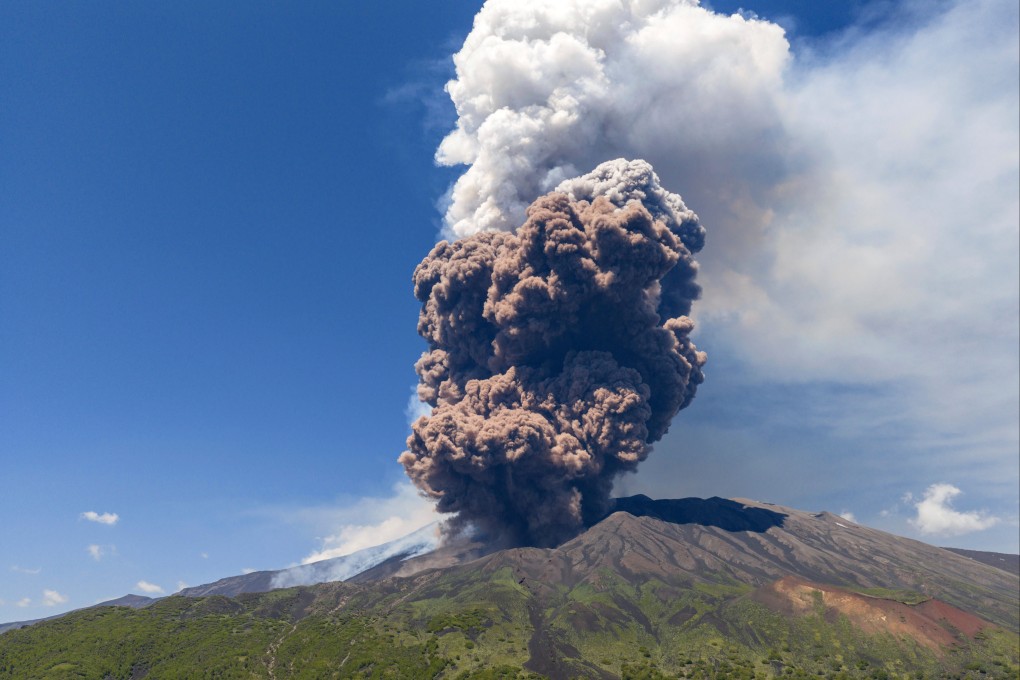 Smoke billows from Mount Etna volcano on Monday. Photo: AP