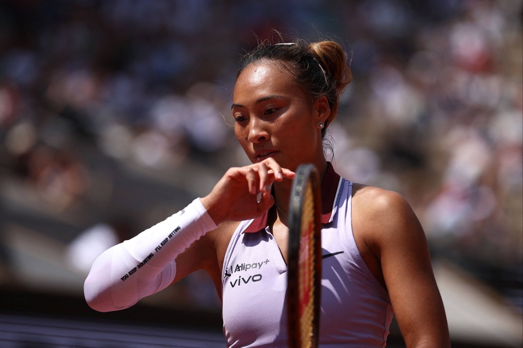China’s Zheng Qinwen was beaten by Sabalenka on Court Philippe-Chatrier at the Roland-Garros Complex in Paris. Photo: AFP