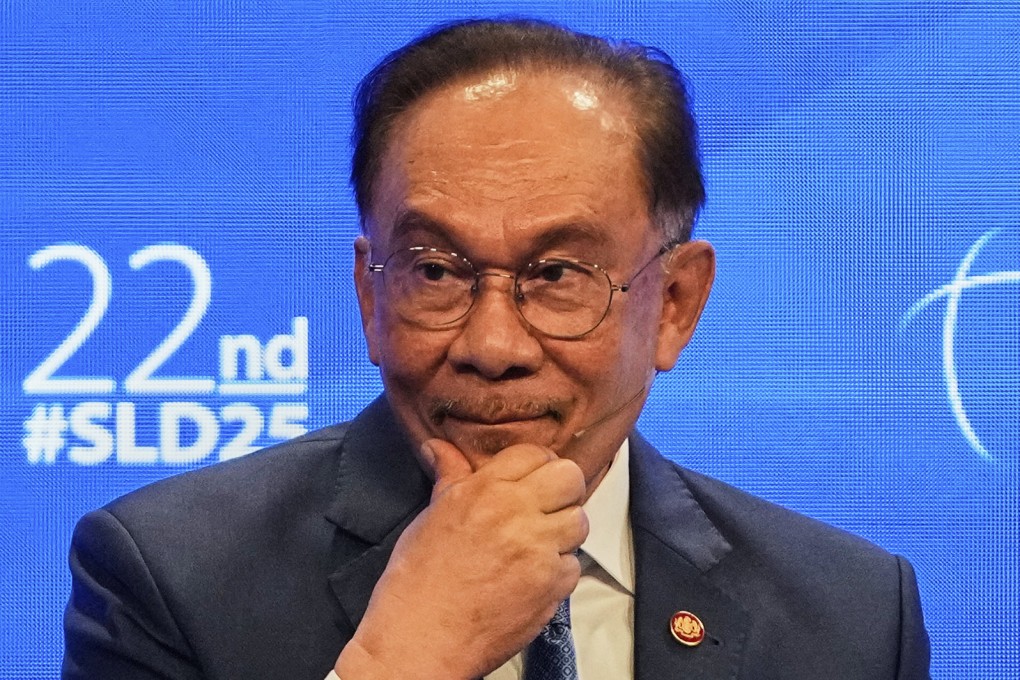 Malaysian Prime Minister Anwar Ibrahim reacts during last month’s Shangri-La Dialogue summit in Singapore. Photo: AP