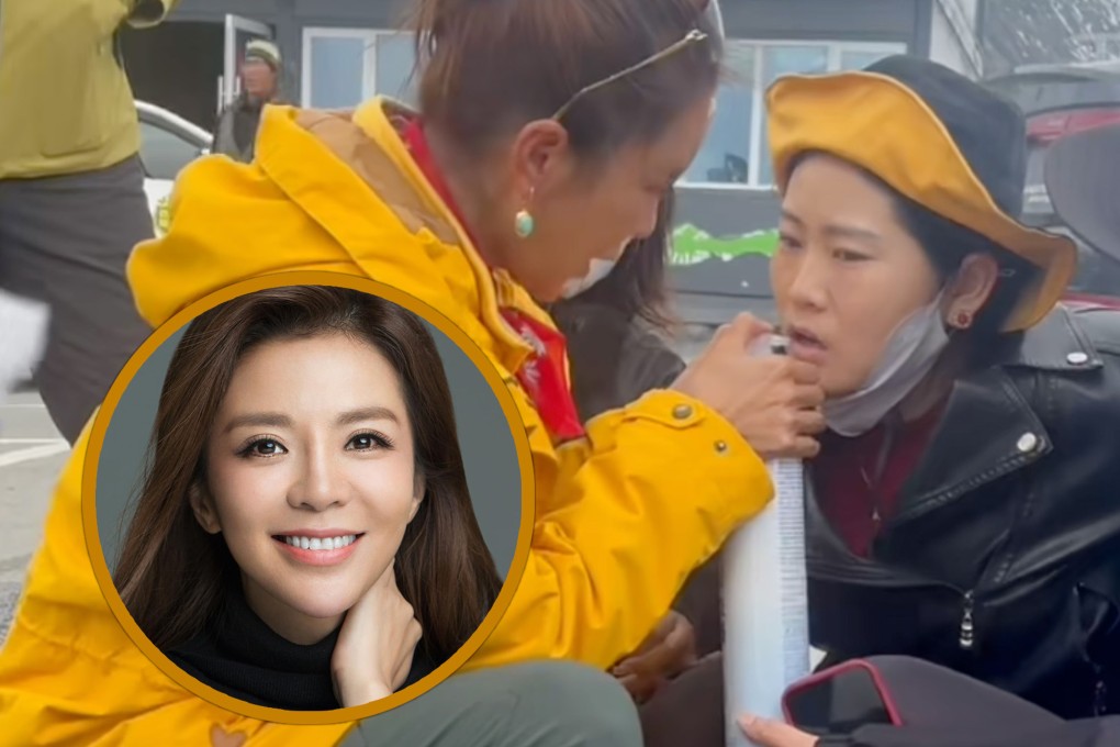 Famous Chines television host, Zhu Xun, has been widely praised for helping a tourist with altitude sickness. Photo: SCMP composite/Baidu/QQ.com