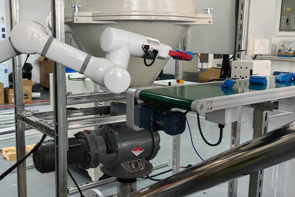 Achelous Pure Metals’ robot-assisted lithium battery processing line in Hong Kong. Photo: Handout