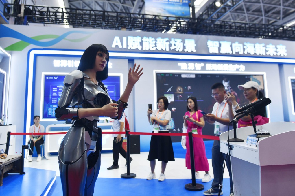 An interactive robot seen at an AI exhibit in an expo in Nanning, Guangxi. Photo: Xinhua