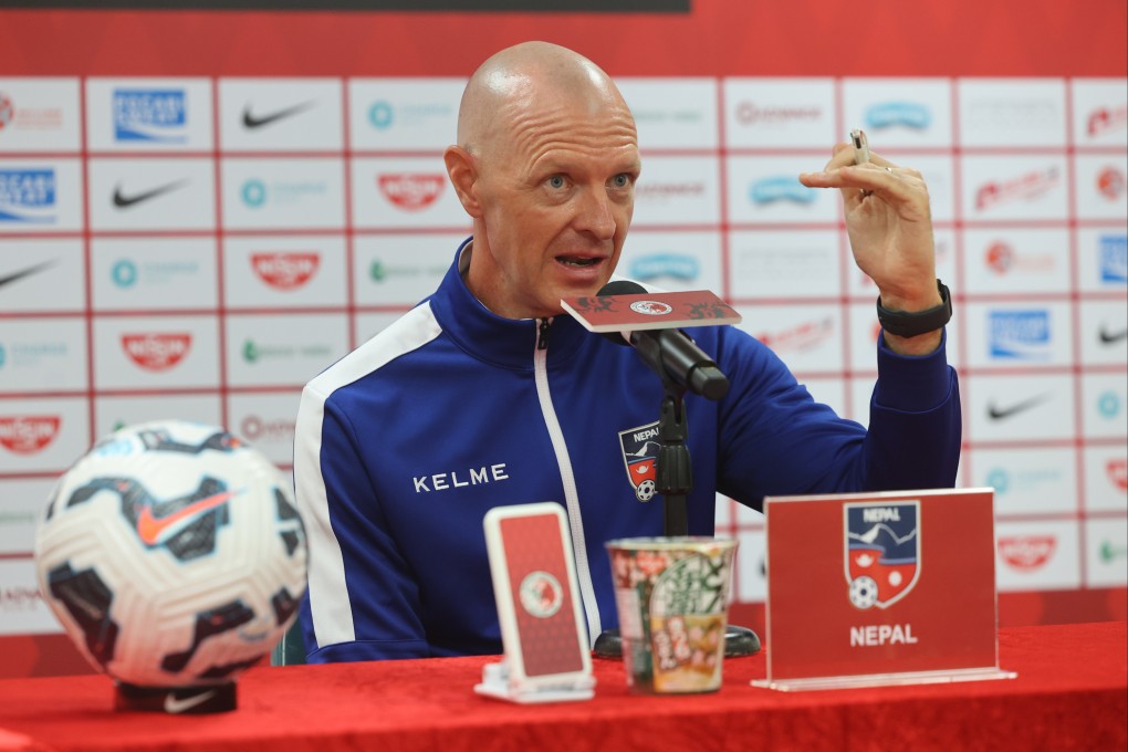 Nepal national team head coach Matt Ross talks to the press ahead of his side’s friendly at Hong Kong Stadium. Photo: Edmond So