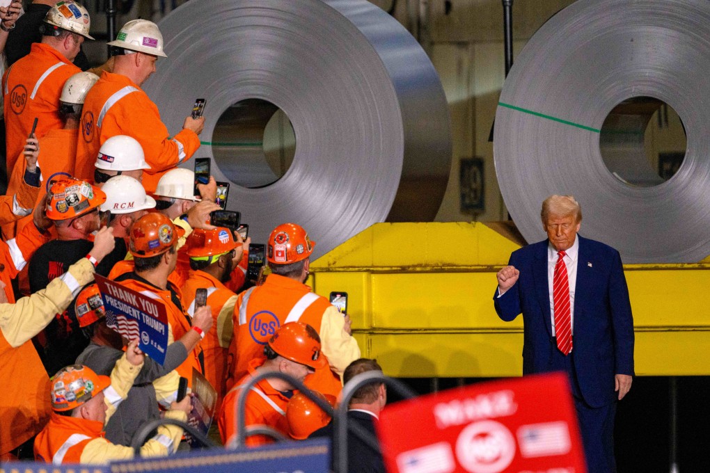 US President Donald Trump speaks to supporters during a rally at a steel factory in Pennsylvania last month. Photo: Getty Images via AFP