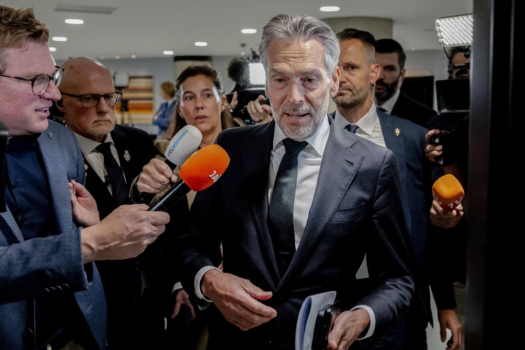 Outgoing Dutch Prime Minister Dick Schoof arrives to take part in a debate in the Lower House focused on the fall of the cabinet in The Hague on Wednesday. Photo: AFP