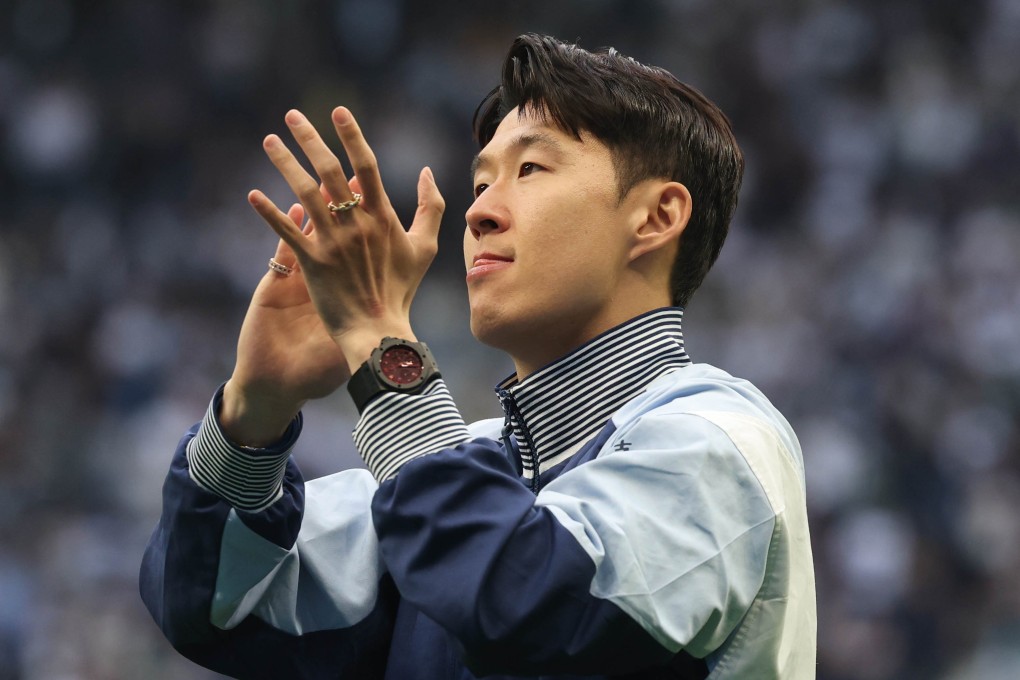 Son Heung-min applauds the Tottenham Hotspur fans during a lap of honour after their final Premier League match of the campaign. Photo: EPA