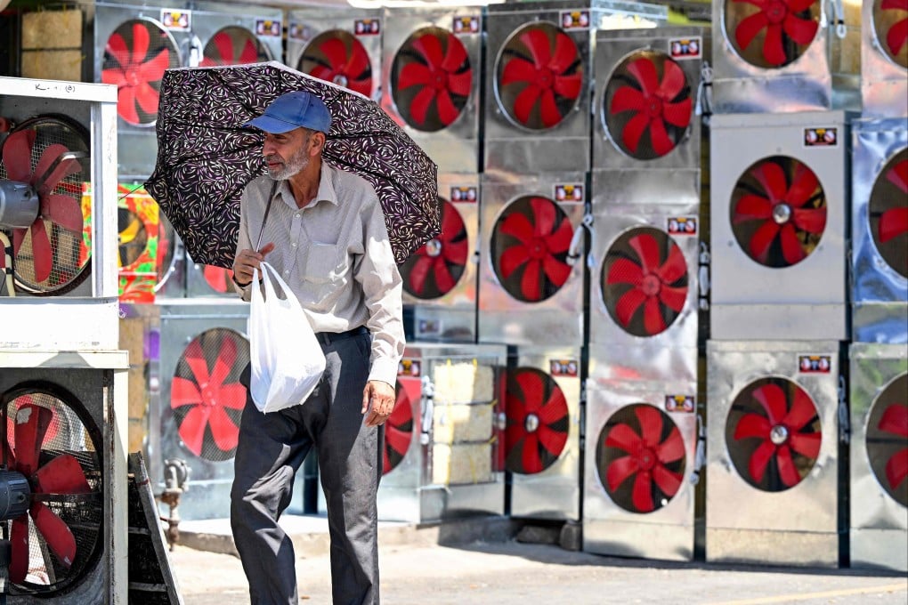A customer visits an electric fan shop in Rawalpindi, Pakistan, in May last year. Photo: AFP
