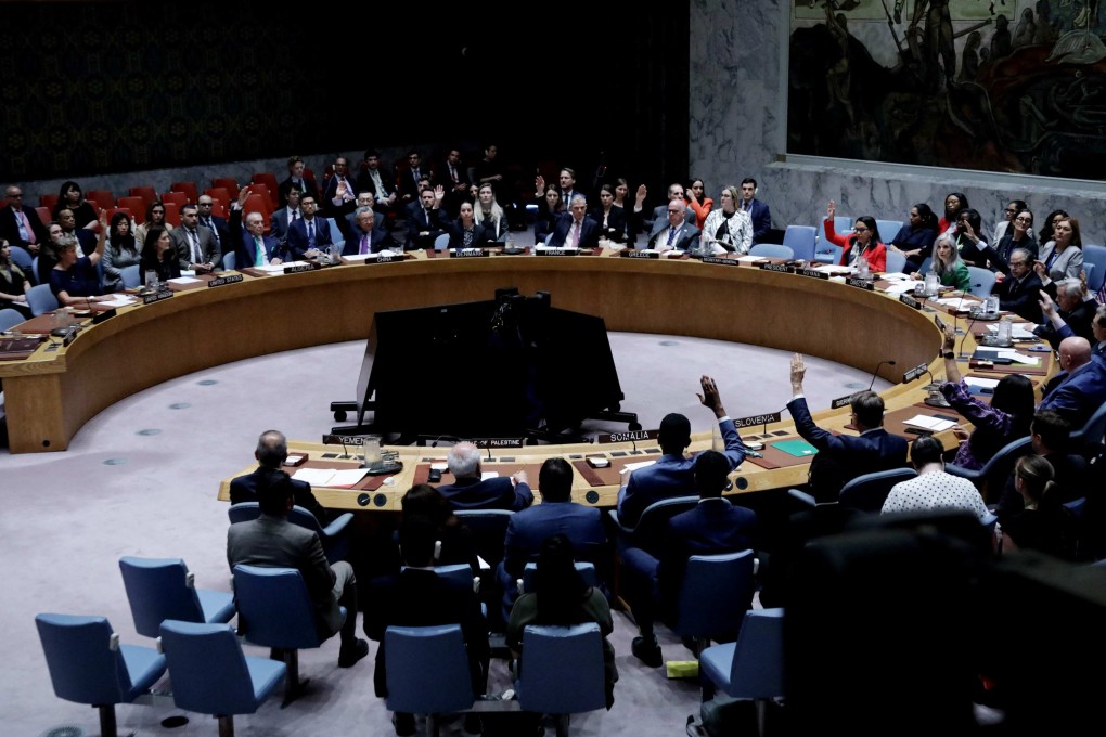 UN Security Council members voting on Wednesday. Photo: AFP
