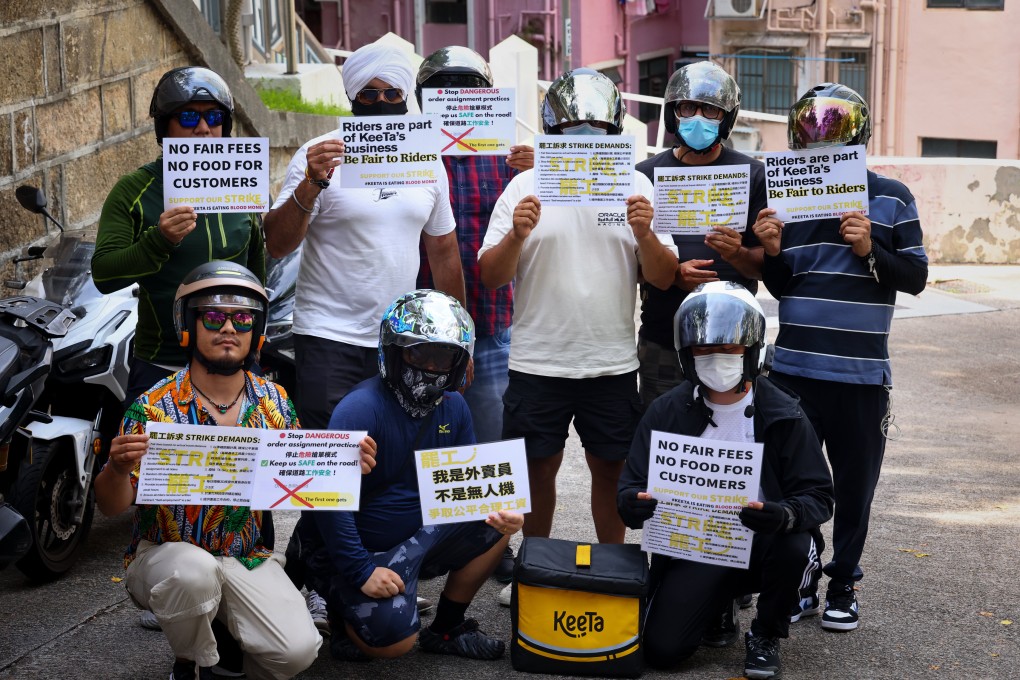 Food delivery drivers strike in Central in May. Photo: Dickson Lee