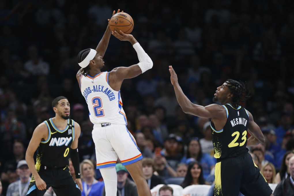 Oklahoma City Thunder guard Shai Gilgeous-Alexander (centre) is the biggest favourite to be named NBA Finals MVP in sportsbook history. Photo: AP