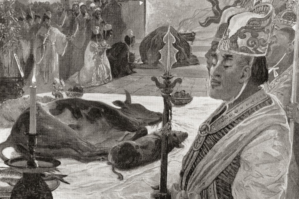 A sacrificial offering is displayed in a Chinese Confucian temple circa AD500 in an image from Hutchinson’s History of the Nations, published in 1915. Photo: Universal History Archive/Universal Images Group via Getty Images
