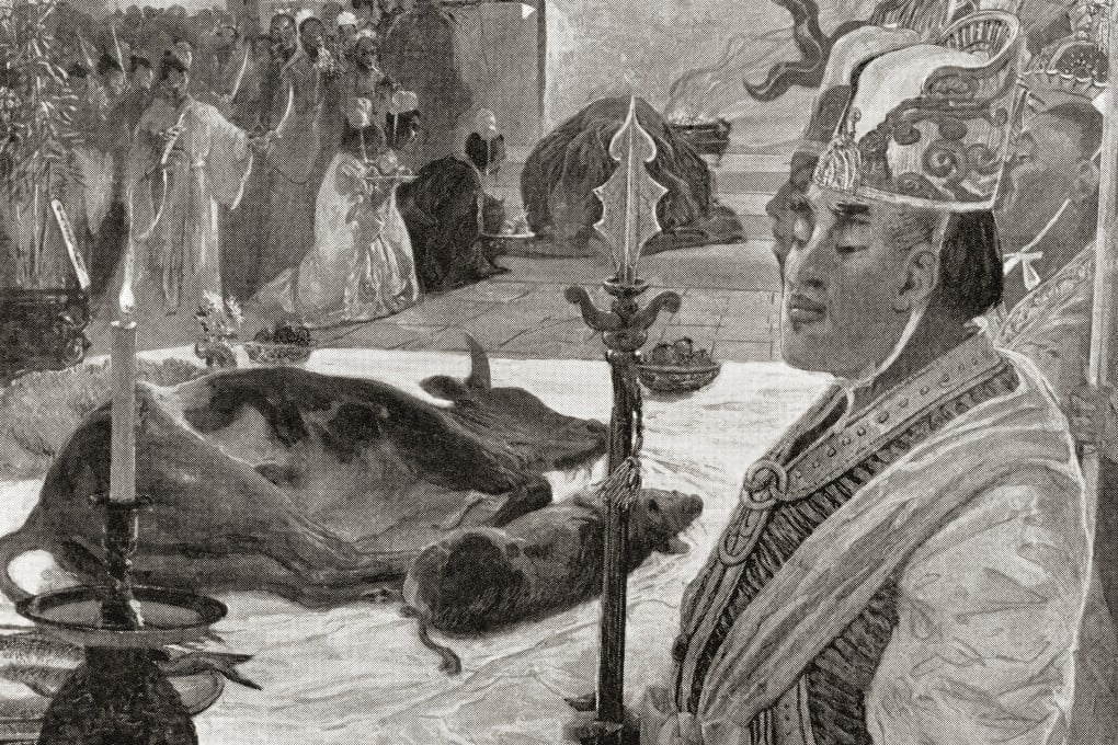 A sacrificial offering is displayed in a Chinese Confucian temple circa AD500 in an image from Hutchinson’s History of the Nations, published in 1915. Photo: Universal History Archive/Universal Images Group via Getty Images