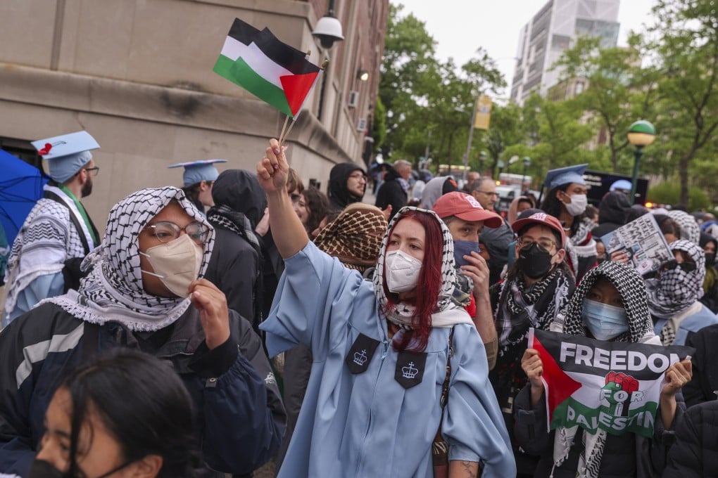 Columbia students, alumni and faculty protest against the university’s investments in Israel during the university’s commencement ceremony in New York in May. Photo: EPA-EFE