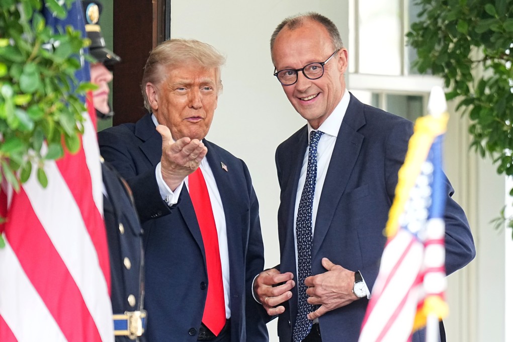 US President Donald Trump (left) receives German Chancellor Friedrich Merz in front of the White House on Thursday. Photo: dpa