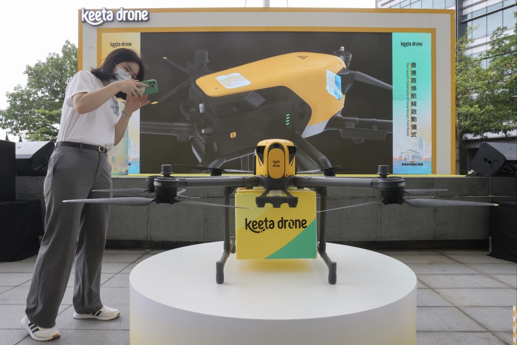 The launch of the delivery route follows the company’s completion of its first low-altitude instant delivery order in March. Photo: Jonathan Wong