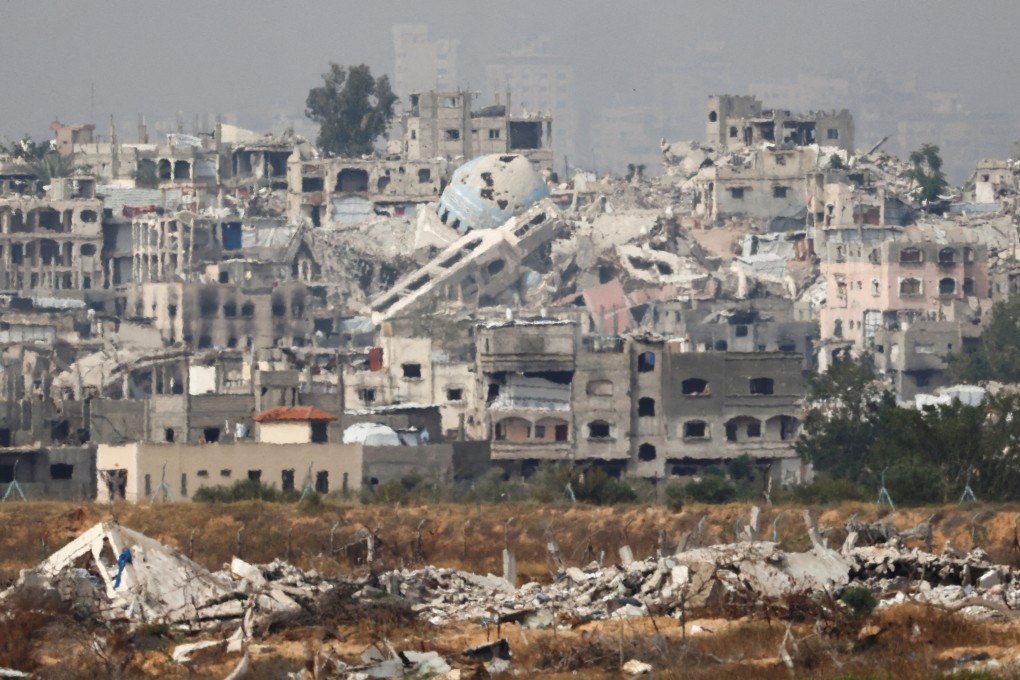 Destruction in Gaza, as seen from the Israeli side of the Israel-Gaza border, on May 17. Photo: Reuters